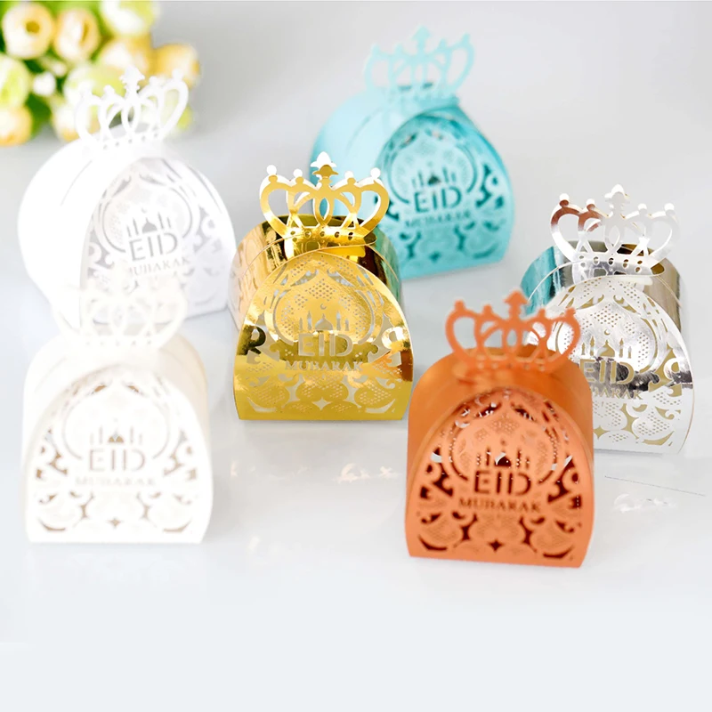 

50pcs EID Mubarak Gift Box Islamic Muslim Festival Party Favors Ramadan Decorations Ramadan Kareem Biscuit Cookie Candy Box