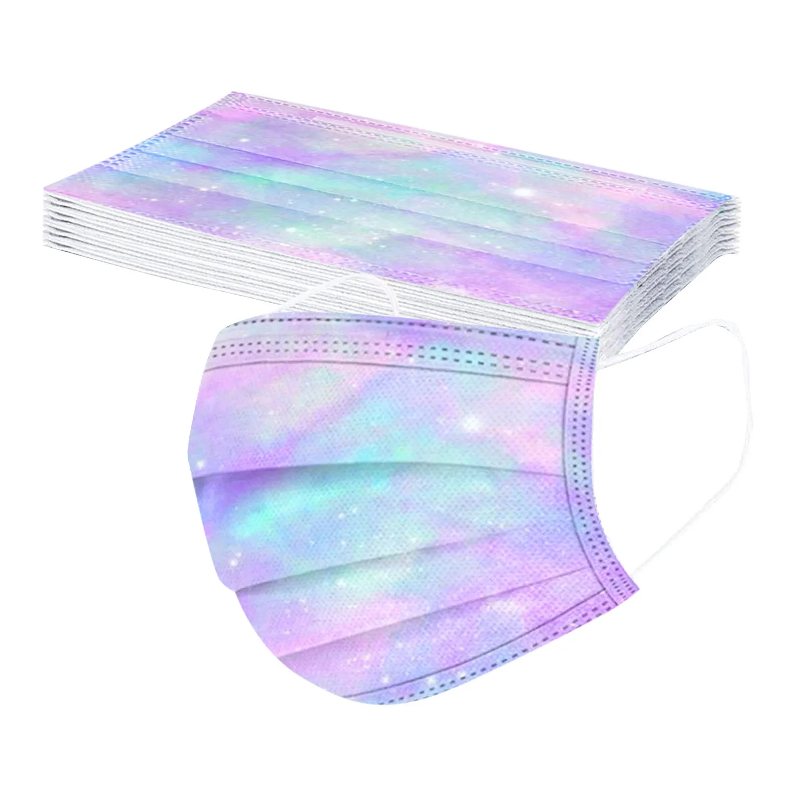 

10PCS Adult Tie-dye Gradient Printed Three-Layer Dust-Proof Disposable Mask 3Ply Ear Loop Face Mask Halloween Cosplay Mascarilla