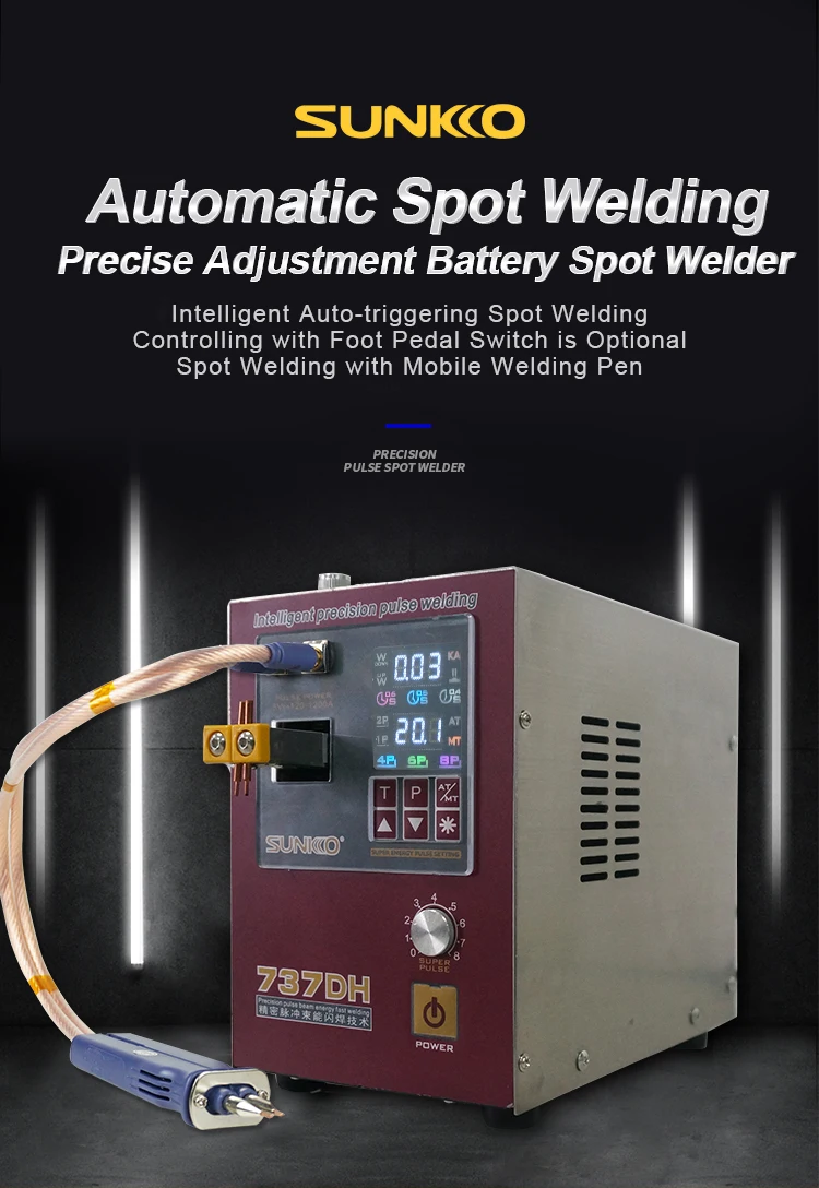 

SUNKKO 737DH Spot Welder Machine 4.3KW Automatic Pulse 18650 Battery Spot Welder Machine For Precision Welding Of Battery Packs