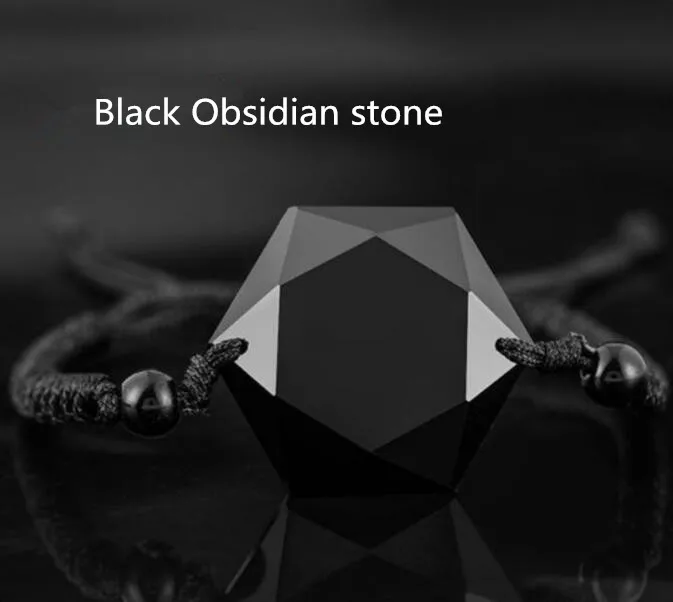 Прямая поставка черный браслет из обсидиана с шестью звездами голубой песчаник