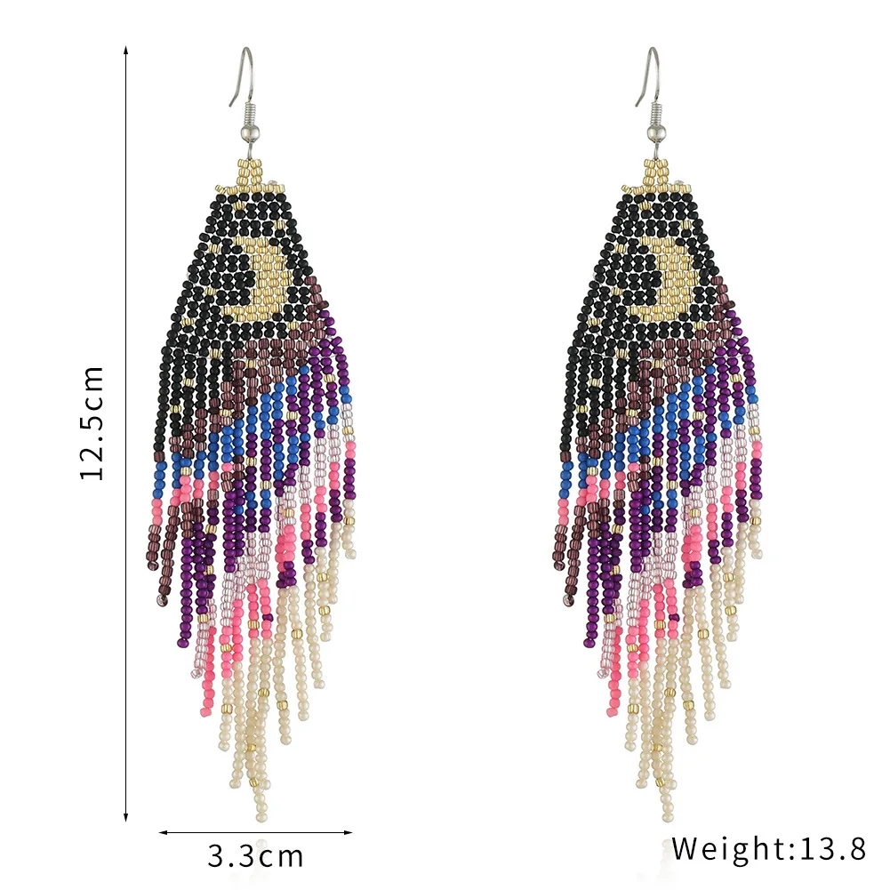 

Women Bohemian Colorful Bead Woman Dangle Earrings Long Tassel Star Moon Drop Earring Fashion Jewelry for Female Aretes De Mujer