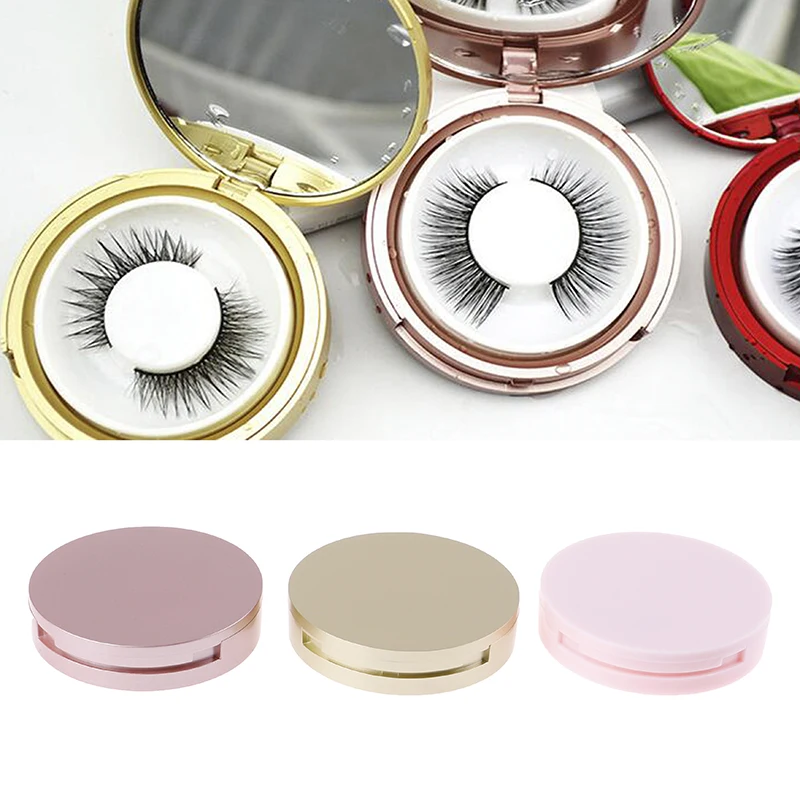 Cosmetic Mirror Case Organizer Beauty Makeup Tool Kit Round Cute False Eyelash Storage Box Maquillage Maleta De Maquiagem | Красота и