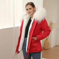 2021 winter new raccoon fur collar rex rabbit fur liner coat jacket fur pie overcoming womens plus size customization