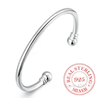 Браслет-манжета мужской из серебра 925 пробы с двойными бусинами