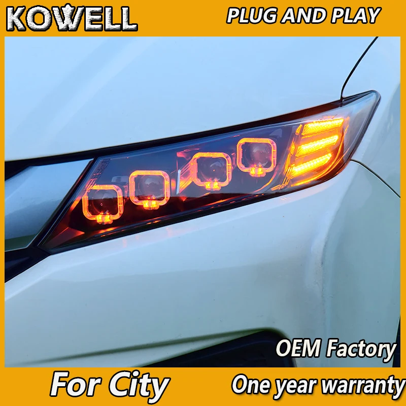 Стайлинг автомобиля KOWELL фары для Honda City 2015 2016 2017 светодиодные DRL светодиодная