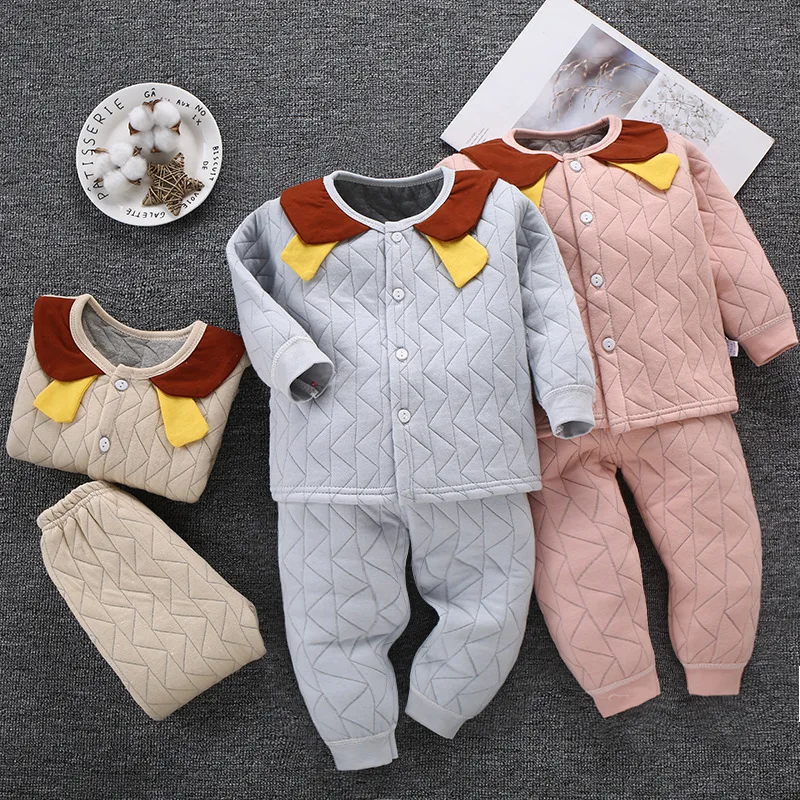 Зимняя одежда для новорожденных 6 цветов 100% хлопок костюмы малышей Мягкая