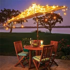 Теплый белый 104LED водонепроницаемый зонтик для сада, патио, открытый пульт дистанционного освещения, струнная лампа, креативный дизайн, на солнечных батареях