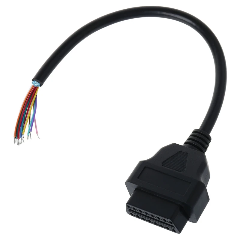 

New OBD2 16Pin Female Extension Opening Cable Car Diagnostic Interface Connector Car
