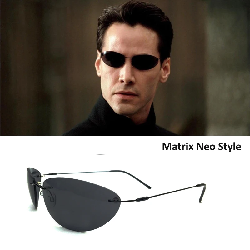 

2021 100% Titanium Matrix Neo Style Polarized Sunglasses Ultralight Rimless Men Driving Brand Design Sun Glasses Oculos De Sol
