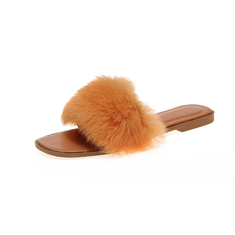 

2021 VIVAIA Women's Hot Sale Summer Fluffy Slippers New Korean Slippers Female Flats Bottom Female Sandals Furry Slippers