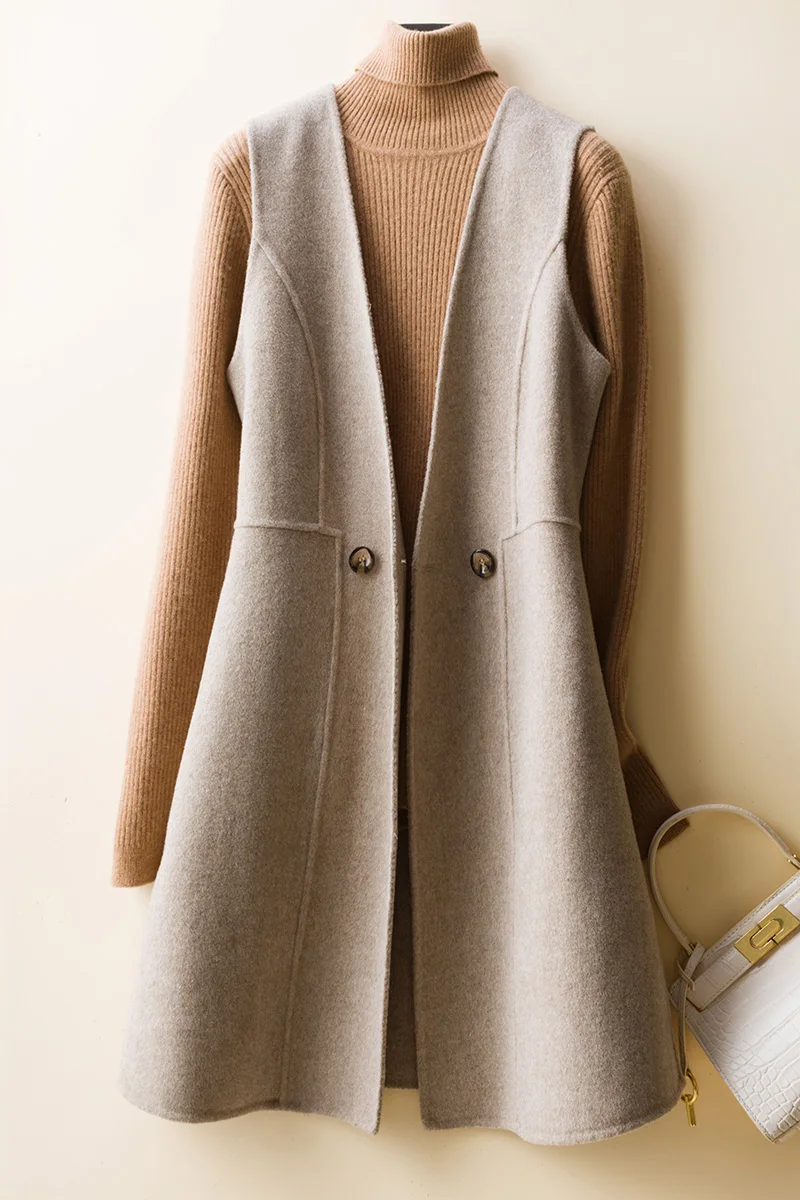 

20 new styles of pure wool women's jacket, vest, big V-neck, sleeveless 100% woolen woolen vest, comfortable and warm all-match