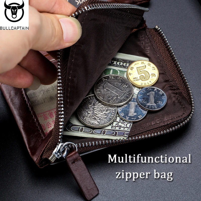 Мужской кожаный кошелек BULLCAPTAIN складной бумажник из мягкой воловьей кожи