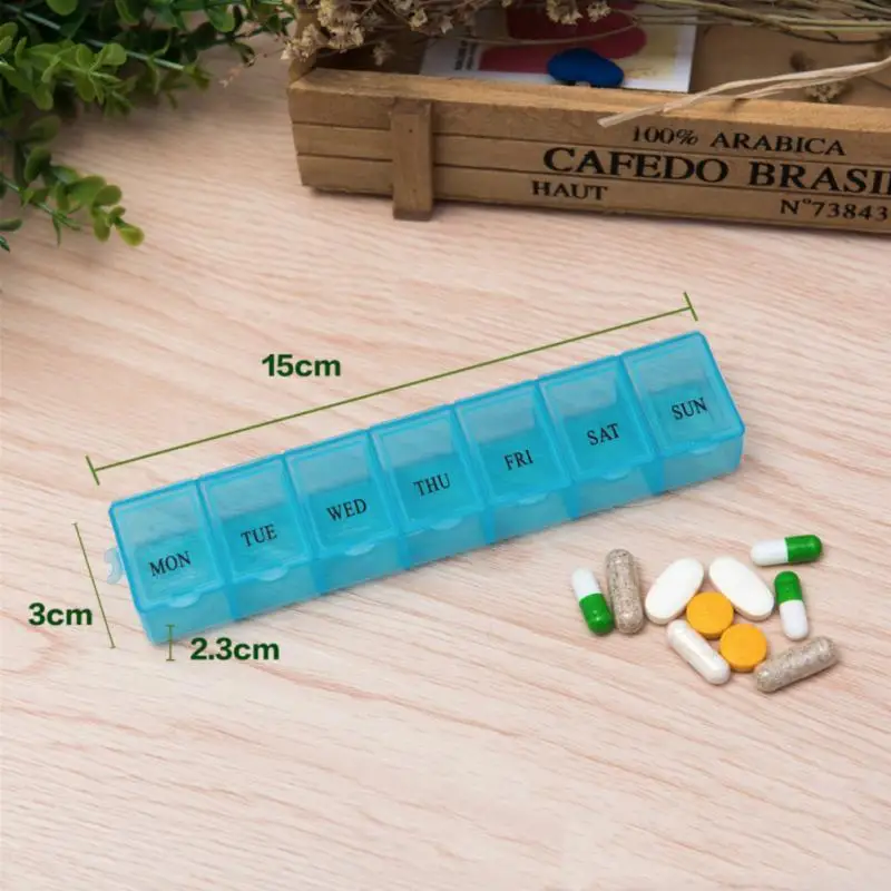 

Portable 7 Day Pill Box Organizer Travel Pill Box Pill Storage Compartment Box Medicine Tablet Holder Pill Splitter