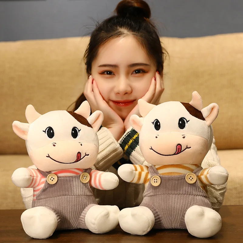 

25/35/45/55CM New Cute Plush Couple Cow With Clothes Baby Stuffed Lovely Sleeping Toys New Year Gifts For Children Girlfriend