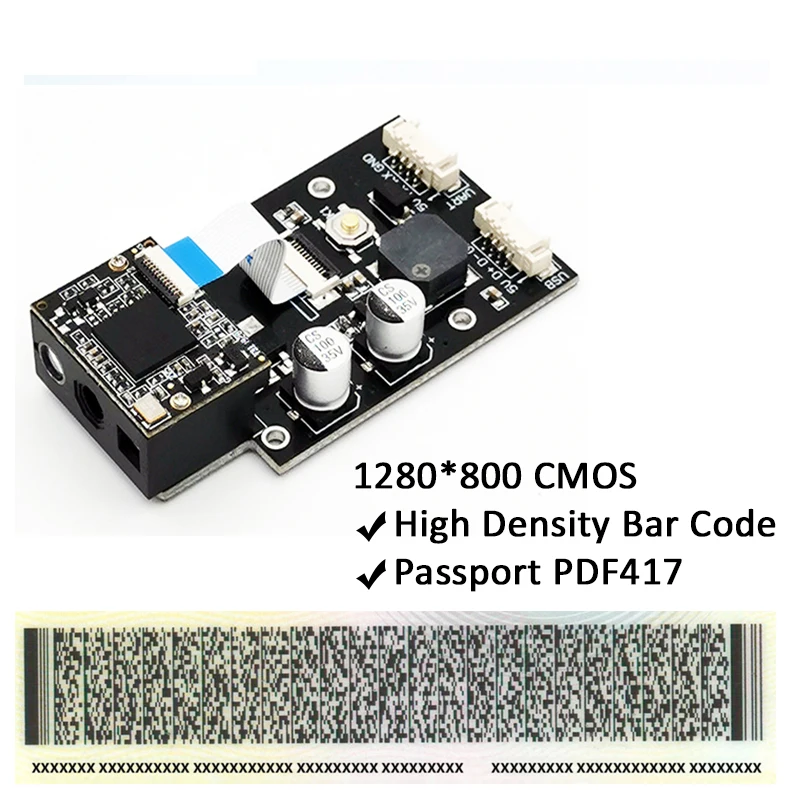 Фото Модуль-сканер штрих-кодов и QR-кодов 1D 2D PDF417 USB UART GM69 1280*800 CMOS с высокой скоростью считывания для паспортных кодов №2