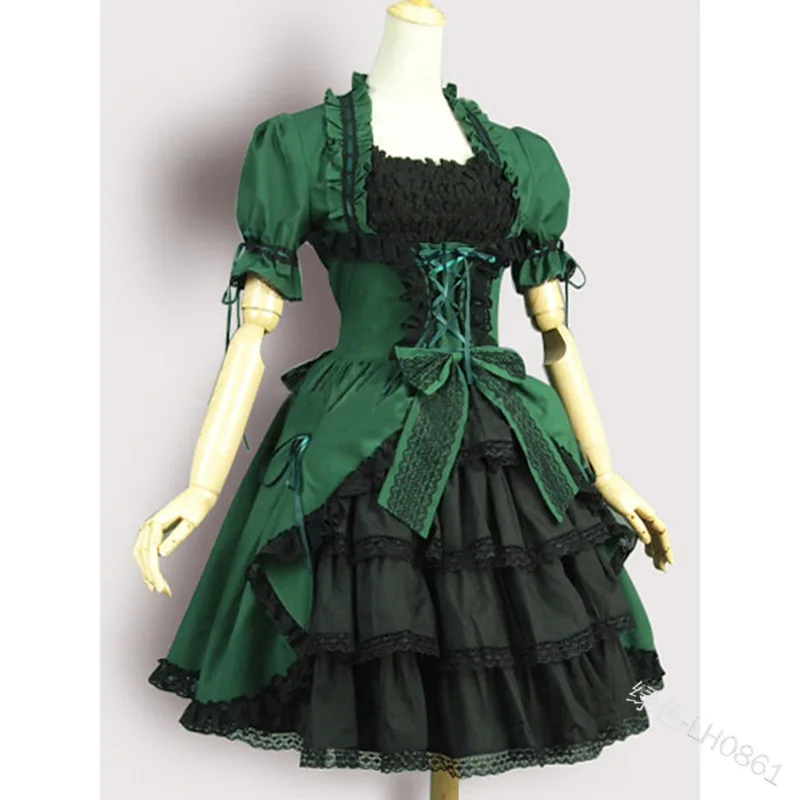 Женское винтажное платье в стиле Виктория короткое оливково зеленого цвета со