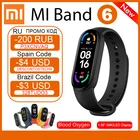 Фитнес-трекер Xiaomi Mi Band 6, фитнес-трекер с функцией измерения кислорода в крови, полноразмерный AMOLED дисплей 2021 дюйма, пульсометр, Bluetooth, водонепроницаемый Miband 6, 1,56