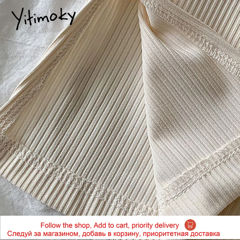 

Yitimoky Slit Women Pants Elastic High Waist Wide Leg Pants Solid White Loose Folds Sweatpants Fashion New Summer 2021 Casual