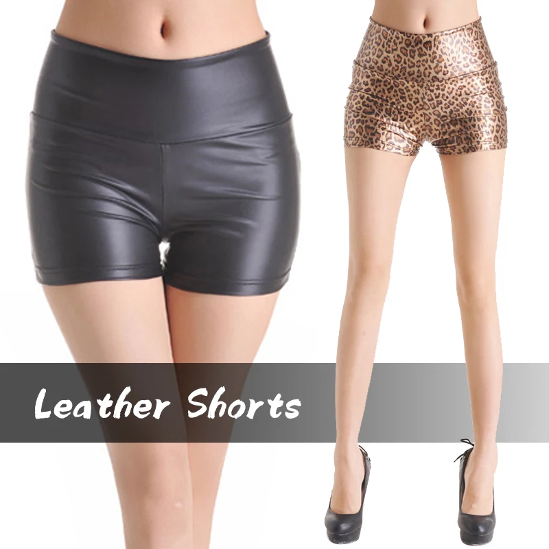 

Women High Waist Faux Leather Shorts Sexy Slim Summer Booty Mini Shorts Pants Casual Fashion Elastic Push up PU Shorts