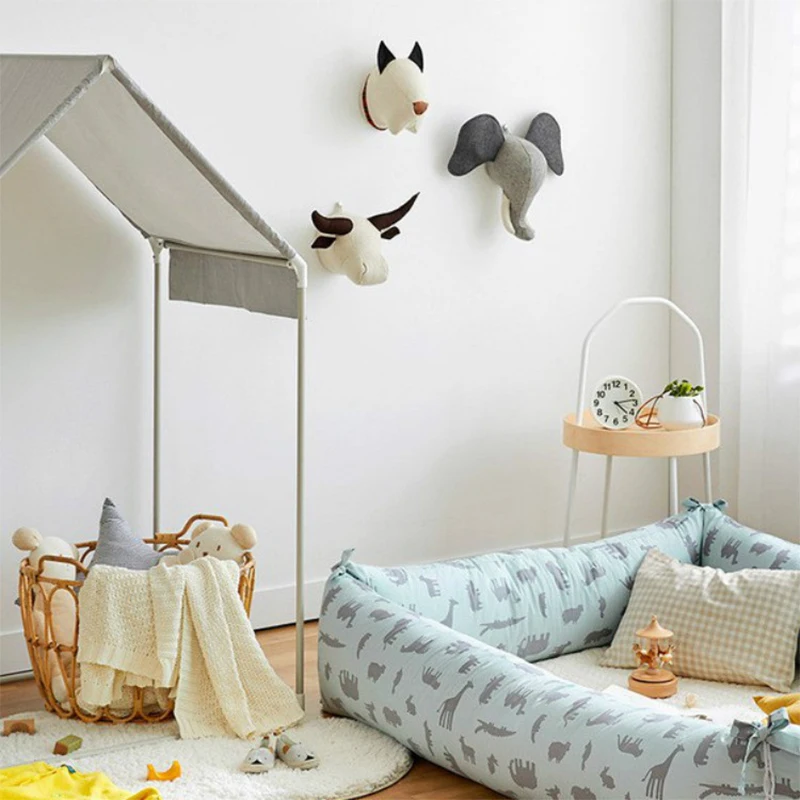 

Nordic Unicorn Animal Head Wall Hanging Decoration INS 3D Zebra Elephant Giraffe Deer Child Nursery Plush Toys Kids Room Decor