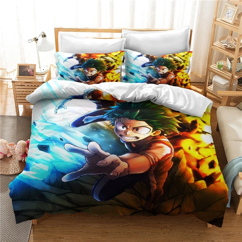 Комплект постельного белья Midoriya Izuku с 3d пододеяльником и принтом из аниме Моя