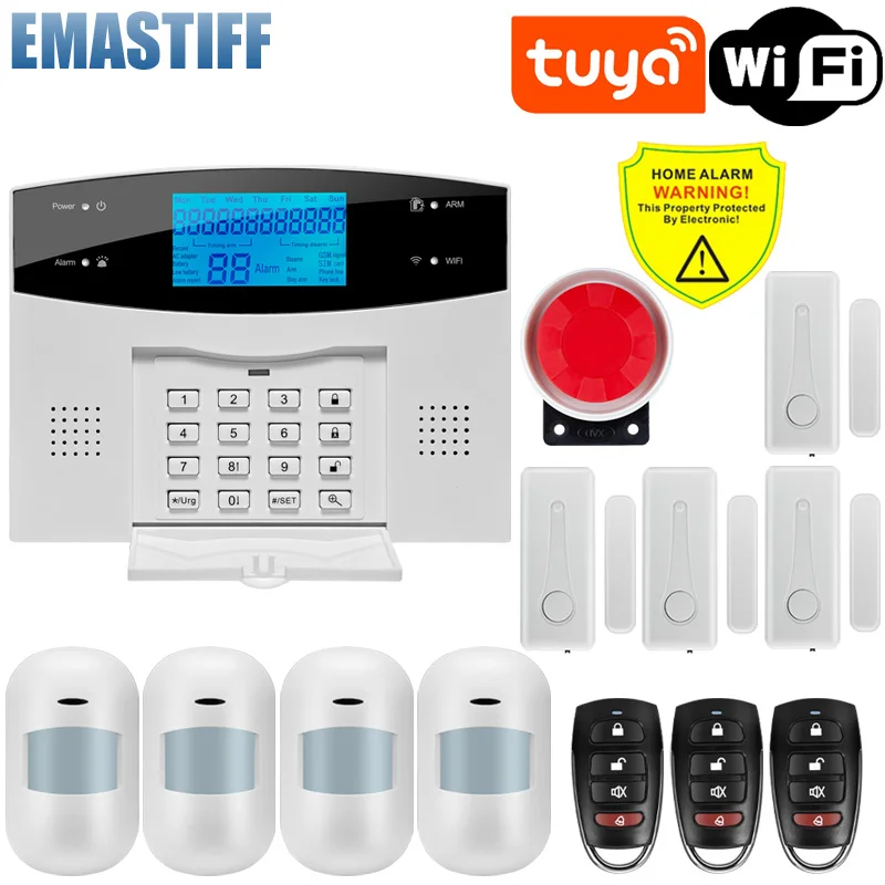 Touch Wired & Wireless WIFI GSM Home Burglar Security Alarm System 433MHz Spanish English Russian Language Intercom