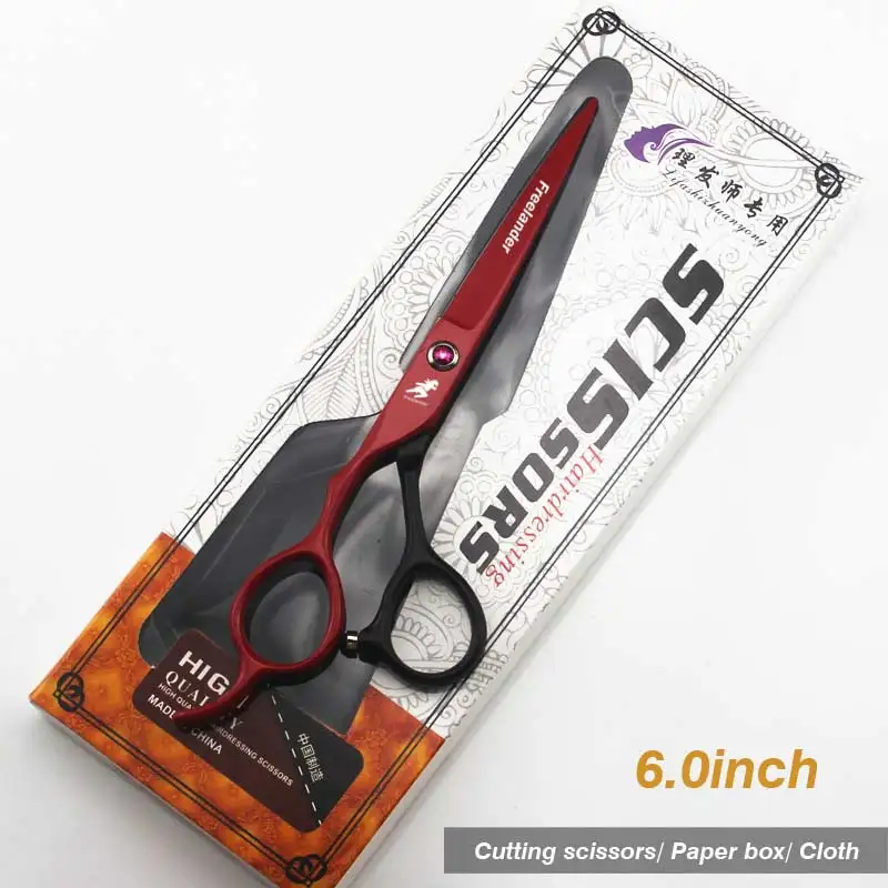 Red Cutting 5,5/6,0 дюймов серебряные японские ножницы для волос дешевые Парикмахерские ножницы Ножницы Парикмахерская бритва стрижка левосторонние ножницы - Цвет: Red Cutting