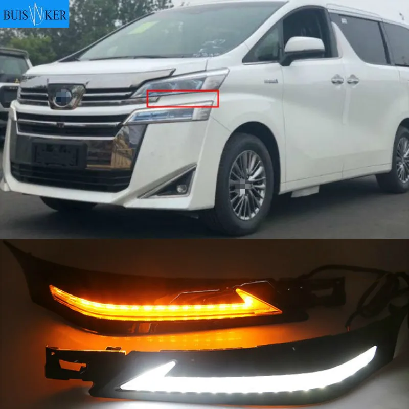 Дневные ходовые огни светодиодные дневные для Toyota Vellfire 30 2016 2017 2018 2019 с указателем