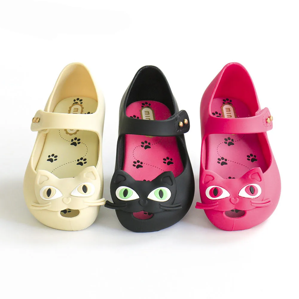 Mini Melissa/3 цвета; детские сандалии с котами; прозрачные сандалии для девочек; коллекция года; Летние сандалии для девочек; пляжная обувь для малышей; 12-19 см
