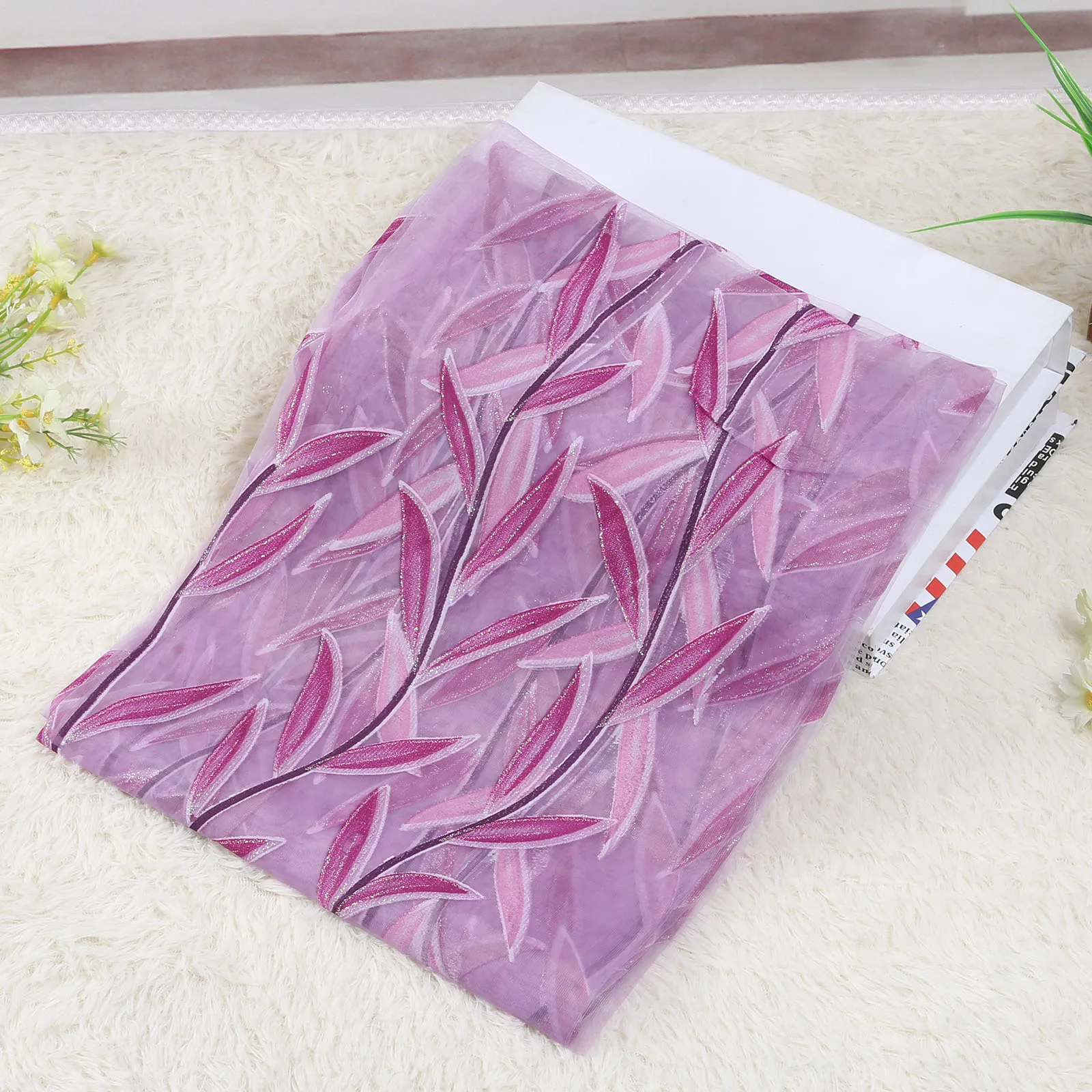 Шторы из вуали с рисунком зеленой и фиолетовой ивы прозрачные Занавески для дома