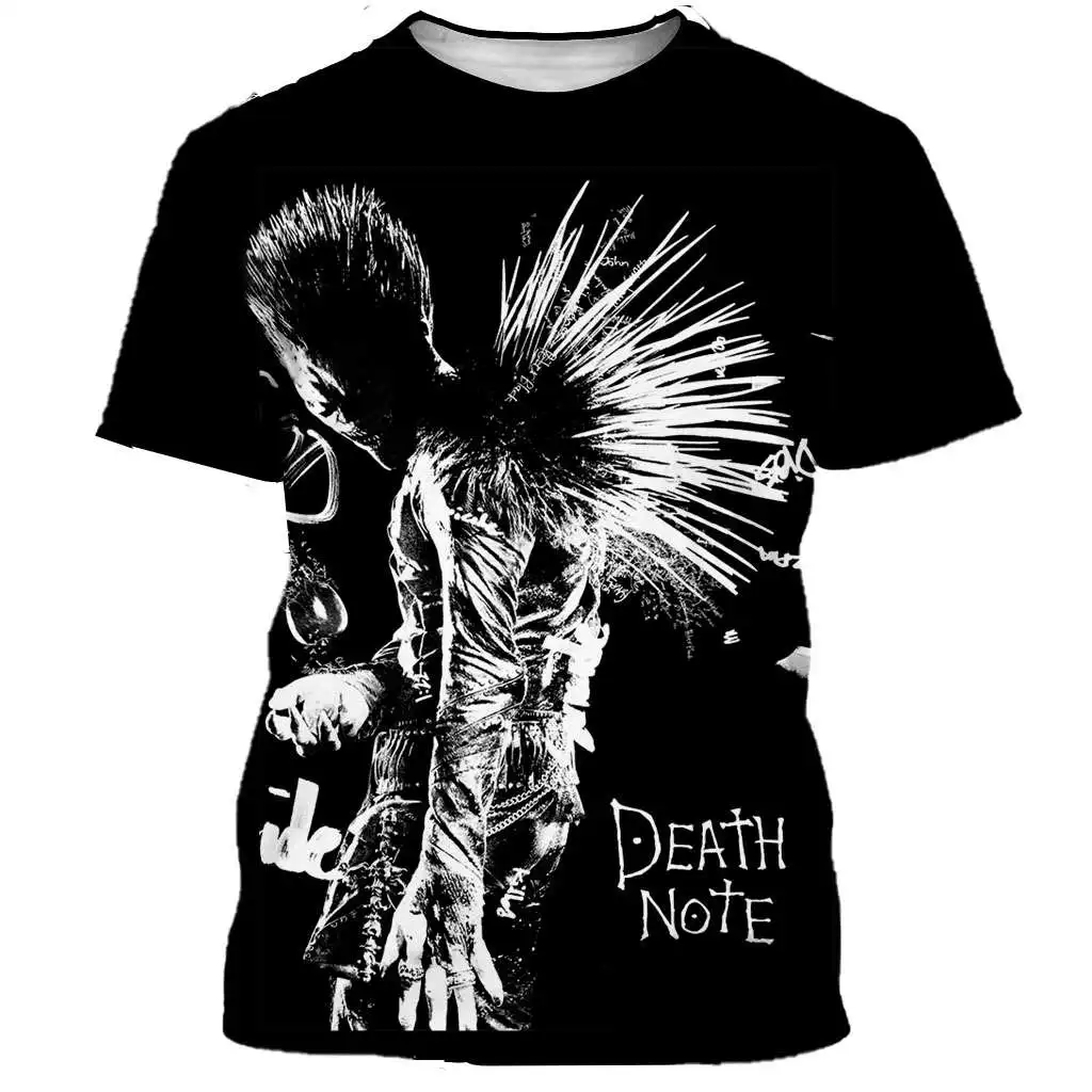 

Футболка Мужская/Женская с 3D-принтом «тетрадь смерти», Классическая Повседневная Уличная одежда оверсайз с круглым вырезом и мультипликац...