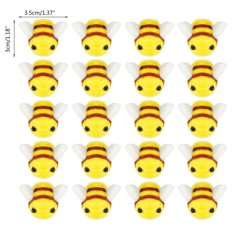 

20 Pcs Wool Felt Bumble Bee Craft Decor Ball for Christmas Clothing Tent Crafts