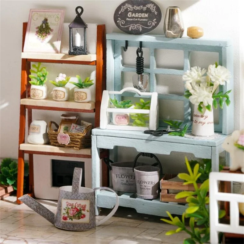 Сборка &quotсделай сам&quot игрушечный деревянный дом с Miniatura мебель для кукольных