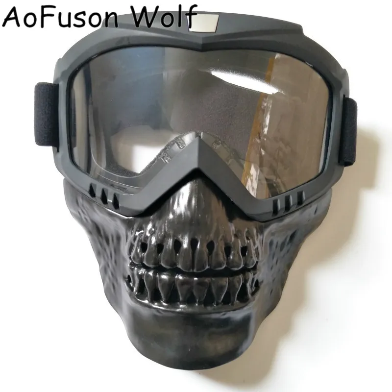 Лыжные очки с черепом съемные для сноуборда ветрозащитные цикл езды снегохода