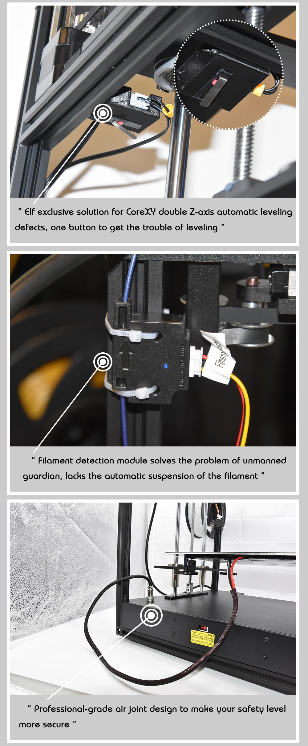 Creative3D BestNew CoreXY Elf двойной z axis 3d принтер, высокоточный алюминиевый профиль рама большая площадь