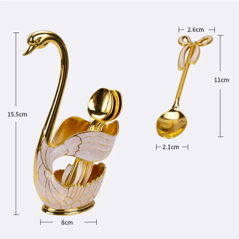 304 Stainless Swan Fork Spoon Stand Holder Fruit Forks kitchen Set Cutlery Cake Dessert Snack Tableware | Дом и сад