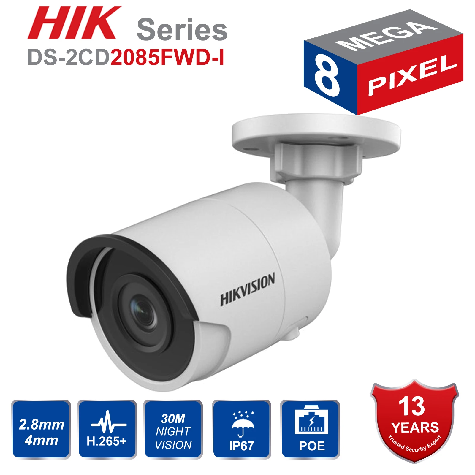HIK Оригинальная английская 8MP H.265 цилиндрическая IP камера стандарта 3D DNR сетевая