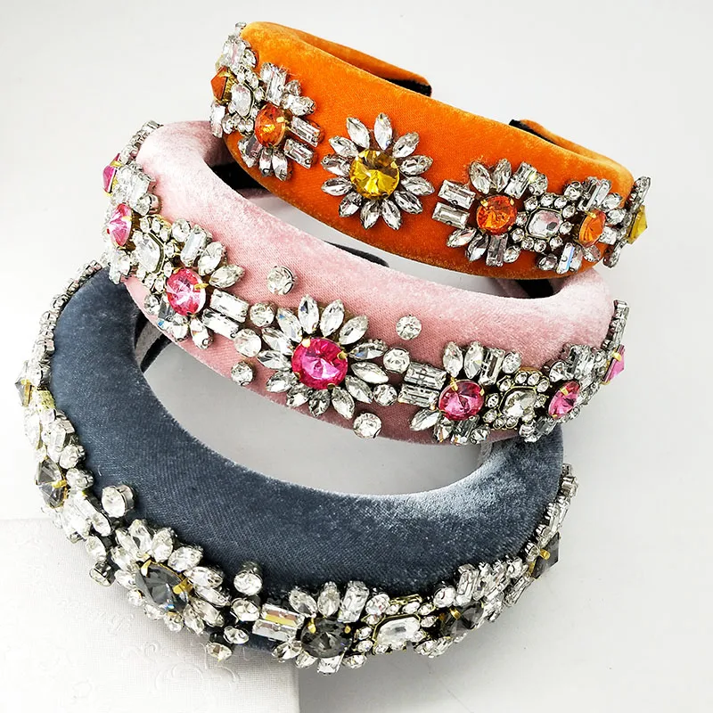 Бархатные жемчужные стразы мягкая кристальная повязка на голову для женщин