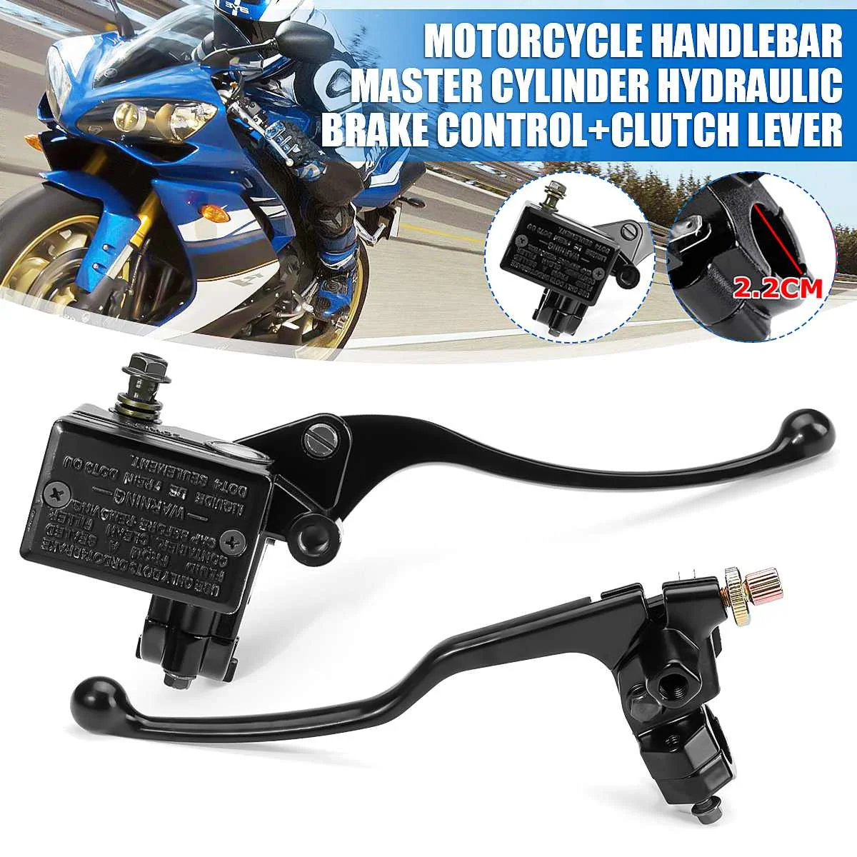 

Universal 22mm 7/8'' Motorcycle Handlebar Black Left Right Master Cylinder Hydraulic Brake Control Clutch Lever Front Accessorie