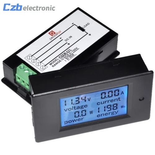 6 5-100 В постоянного тока 20A ЖК-комбо измеритель напряжения кВт-ч ватт панель 12 24 в 48