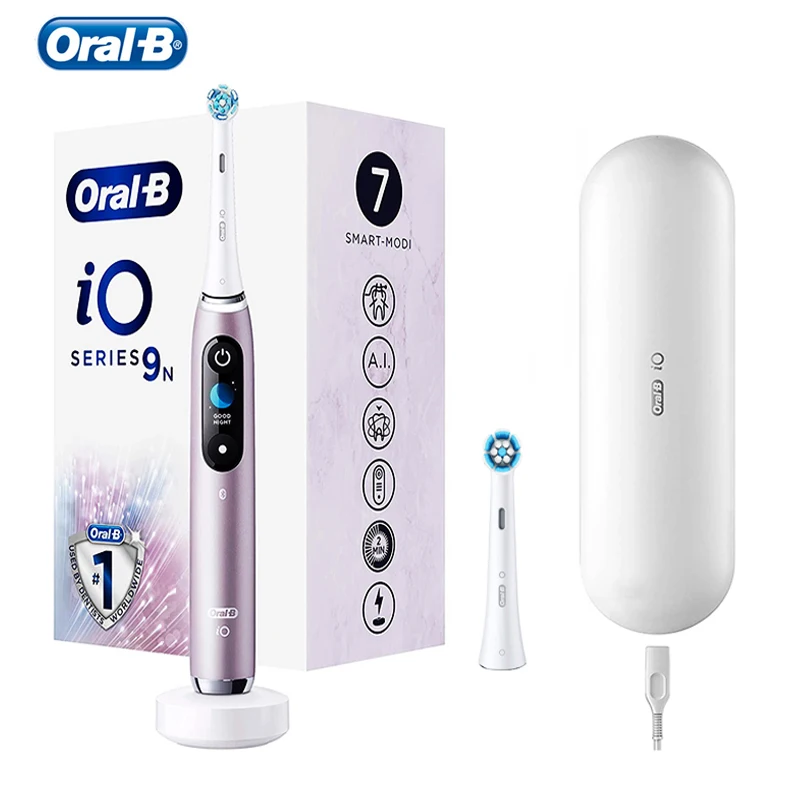 Oral B IO 9 Electric Toothbrush 3d Teeth Tracking Ultimate Clean Replace Brush Head 7 Modes Quick Magnetic Charging Travel Case