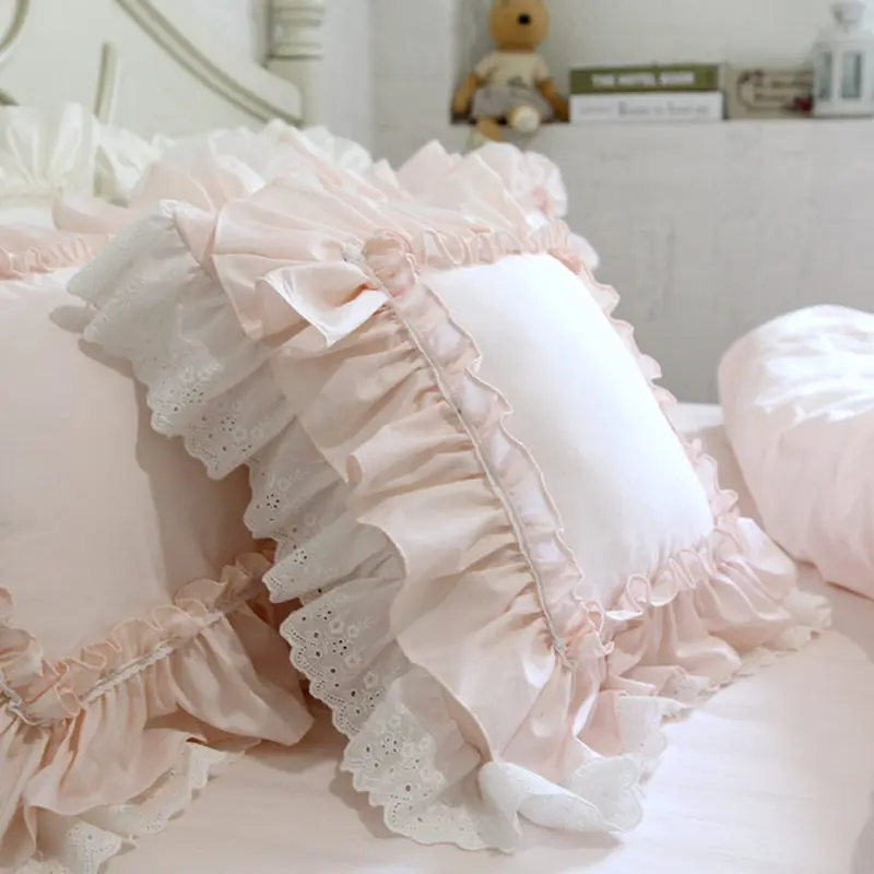 Милый розовый Европейский Вышитый Чехол на подушку кружевная хлопковая