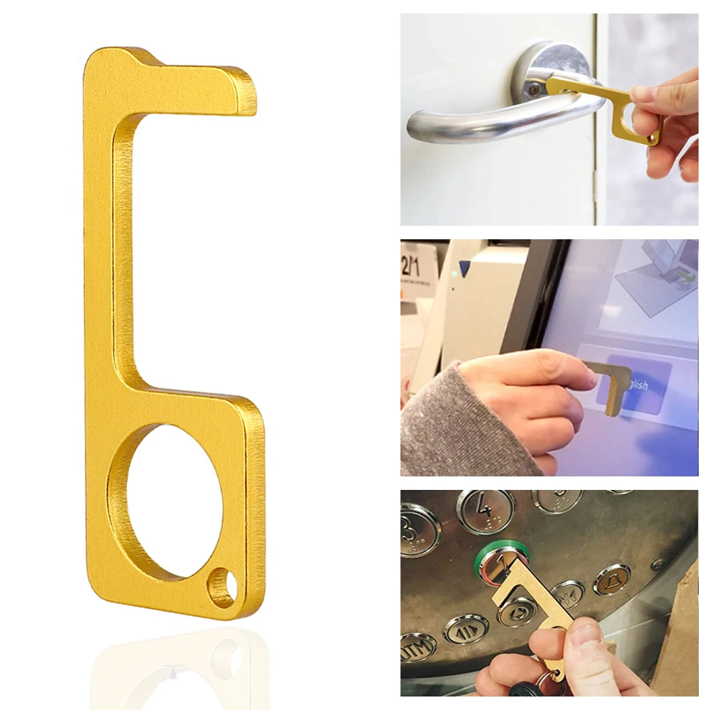 5 шт. Бесконтактный дверной крюк открывалка латунный портативный инструмент для