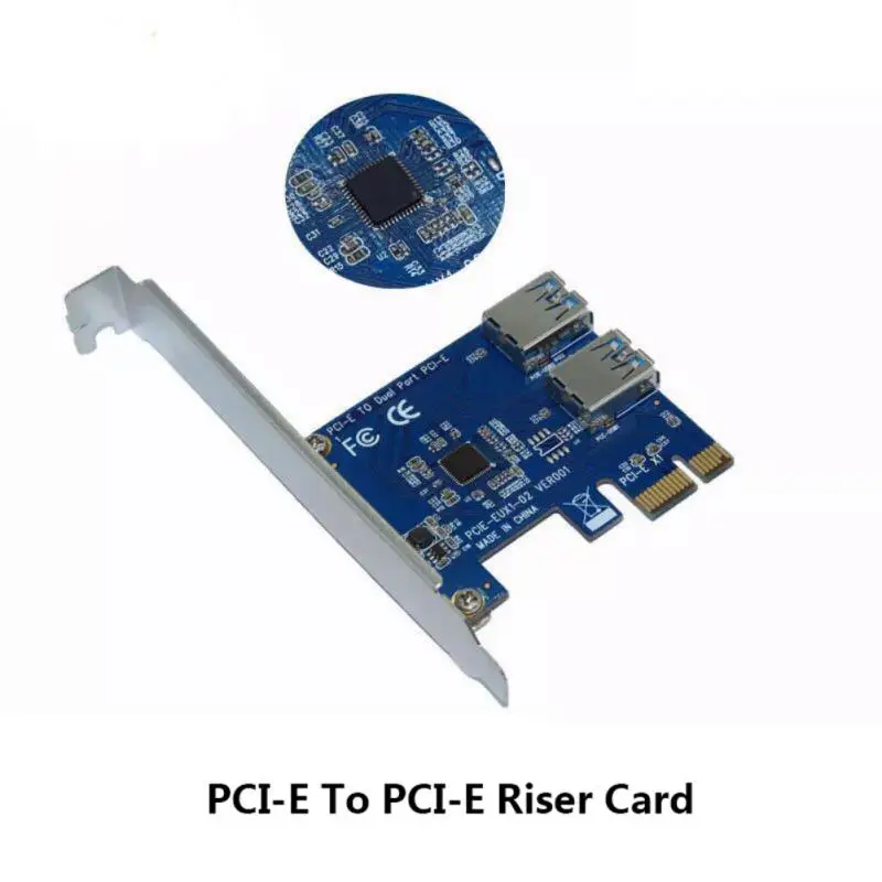 

2 Slots PCI-E 1 to 2 PCI Express 16X Slot External Riser Card Adapter Board PCIe Port Multiplier Card for Bitcoin Mining Machine