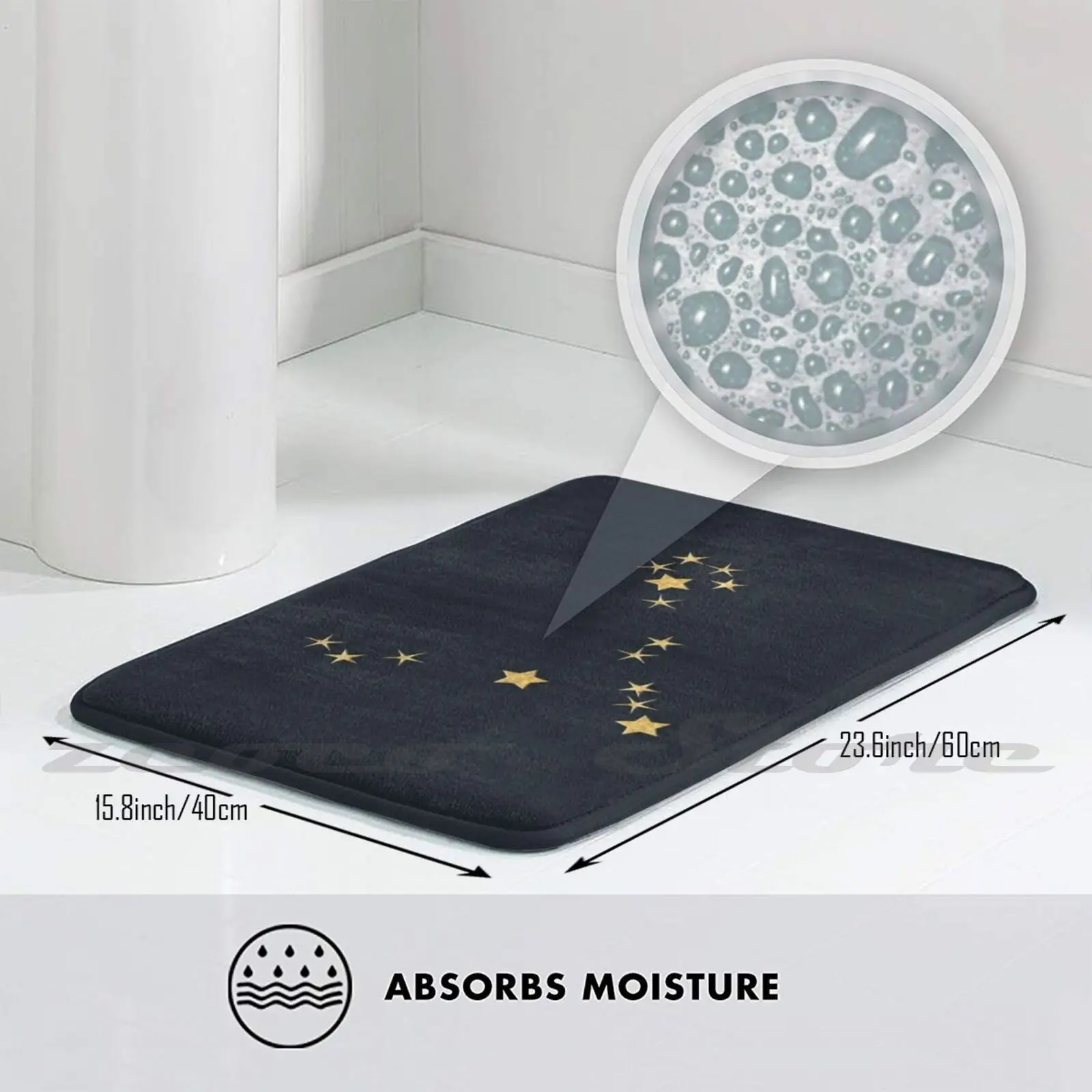 Мягкий коврик для двери с изображением золотых звезд нескользящий поглощением