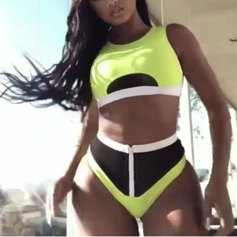 Комплект бикини на молнии с высокой талией 2020 Африканский купальник сексуальный