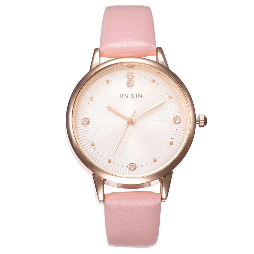 Модные Простые повседневные стразы заклепки инкрустированные круглый циферблат