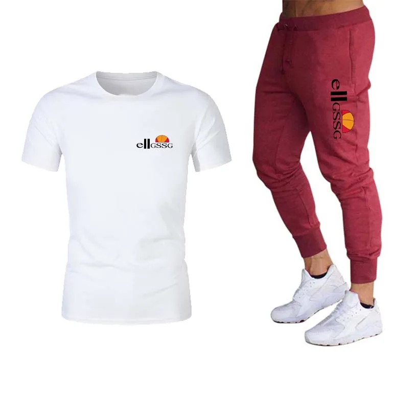 

Summer new men's casual sports suit Korean youth printing fashion sports jogging short-sleeved T-shirt pants trend