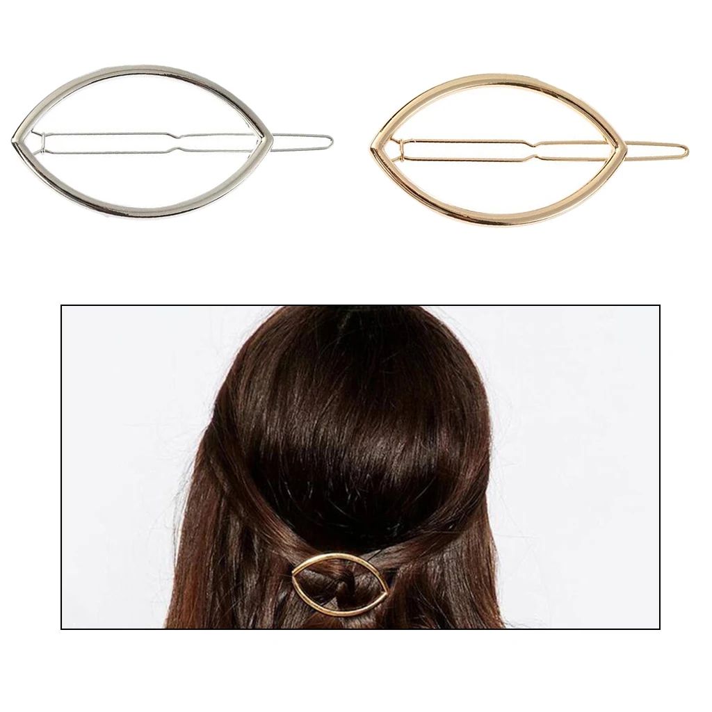 

2Pack Simple Geometric Hairpin Clip Hair Snap Clamp Grip Ladies Hair Accessories