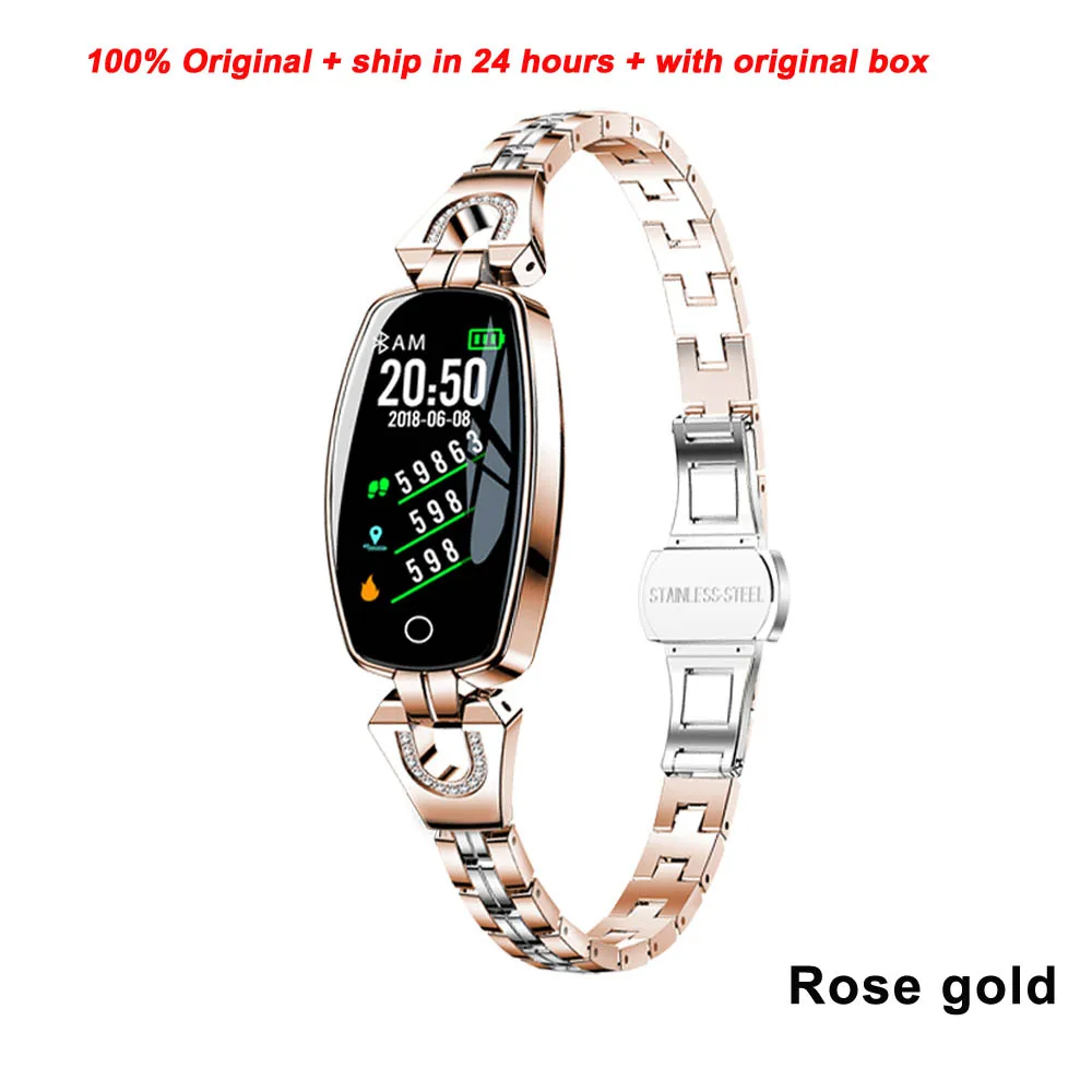 rose gold Модные Смарт-часы Greentiger H8, женские, для занятий фитнесом, водонепроницаемые, пульсометр, кровяное давление, умный Браслет - Цвет: rose gold